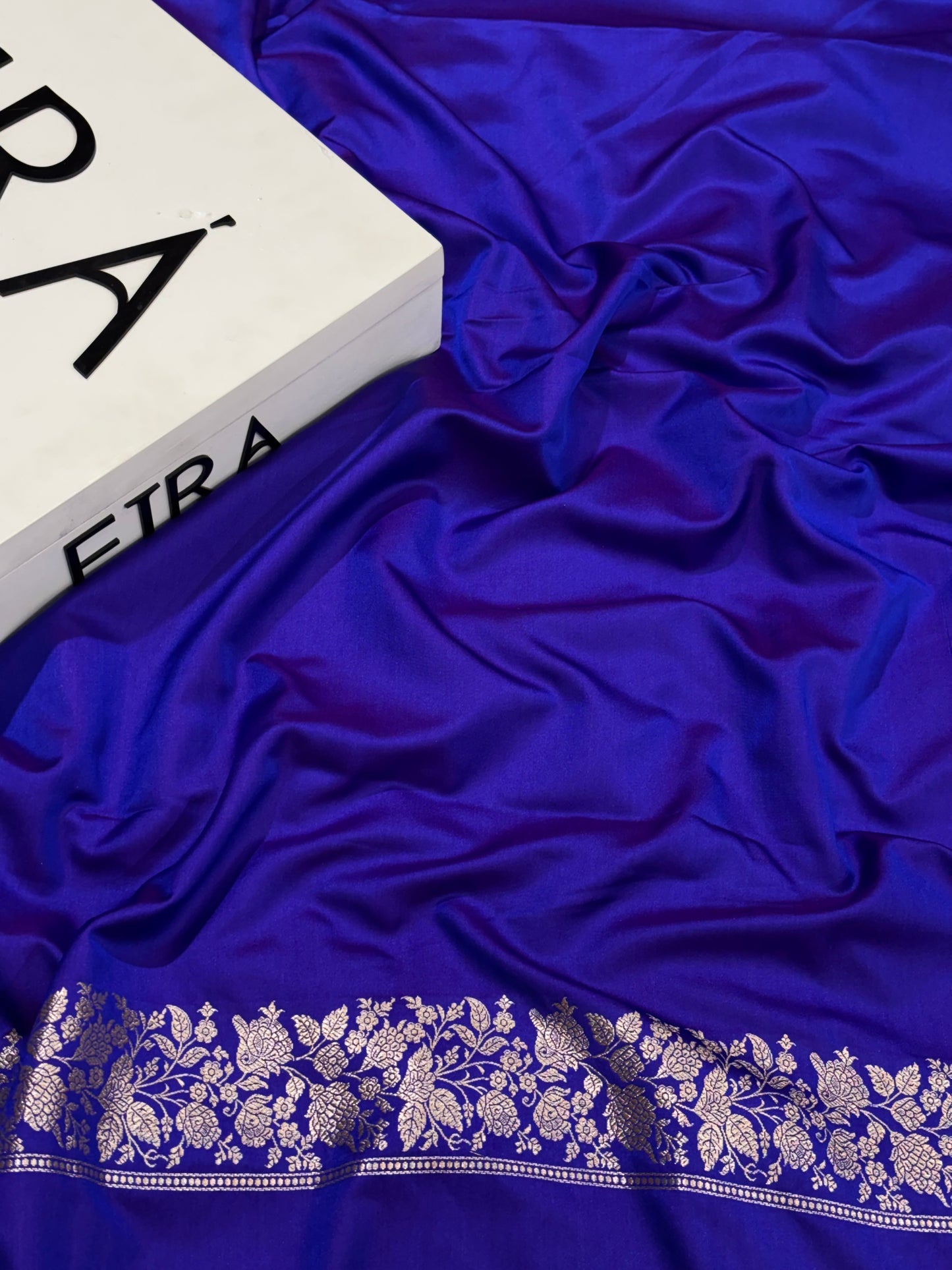 Neelam Dual-Tone Purple Blue Banarasi Mushroom Silk Saree | Floral Zari Border