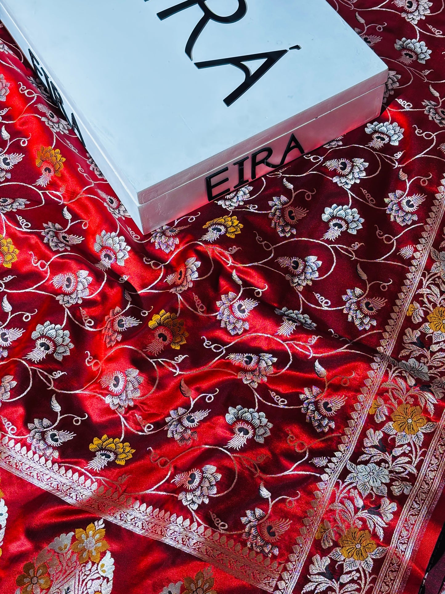 Banarasi Mushroom Silk Hot Red saree