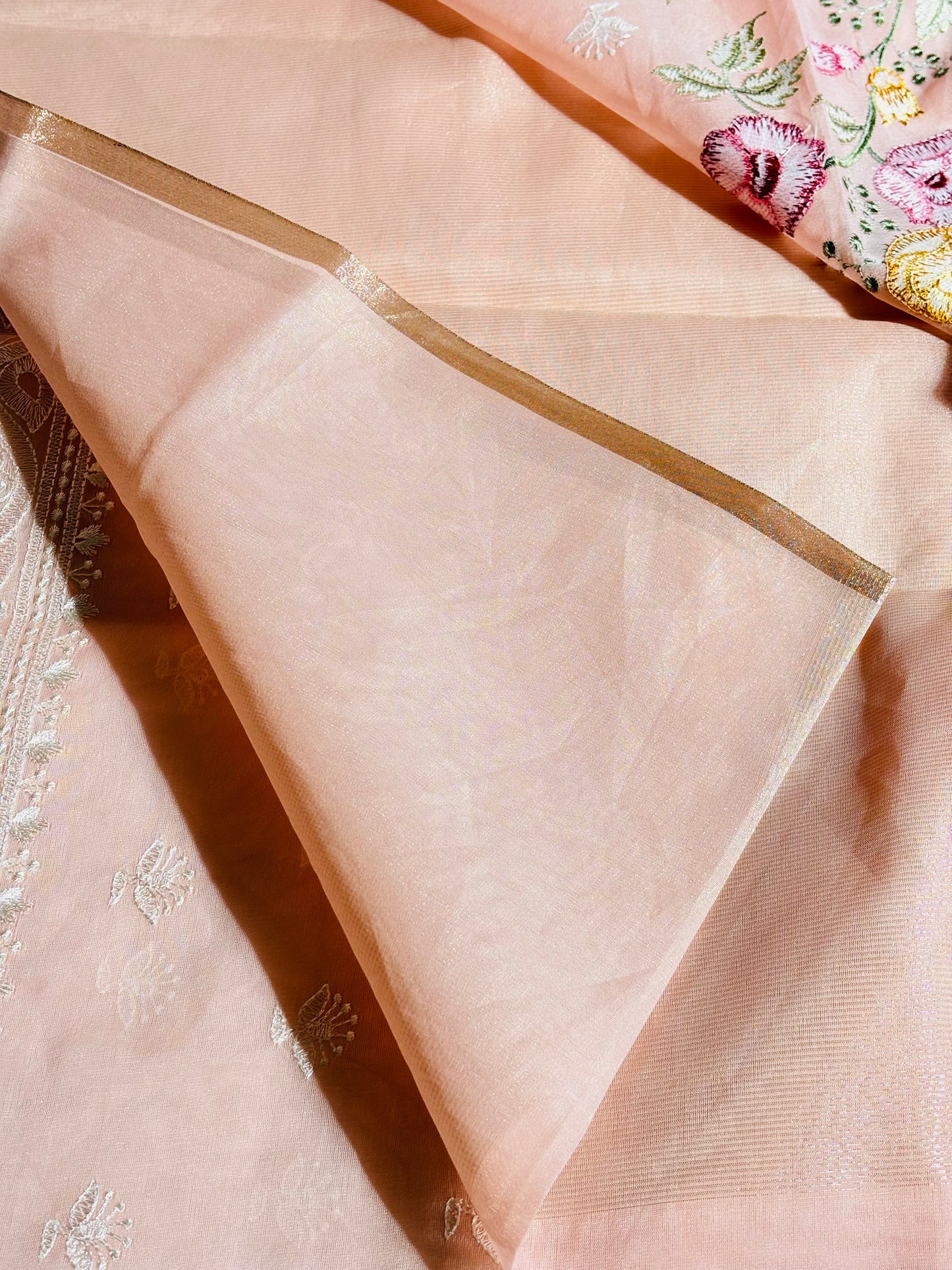 Blush Petal – Banarasi Kora Embroidered Saree