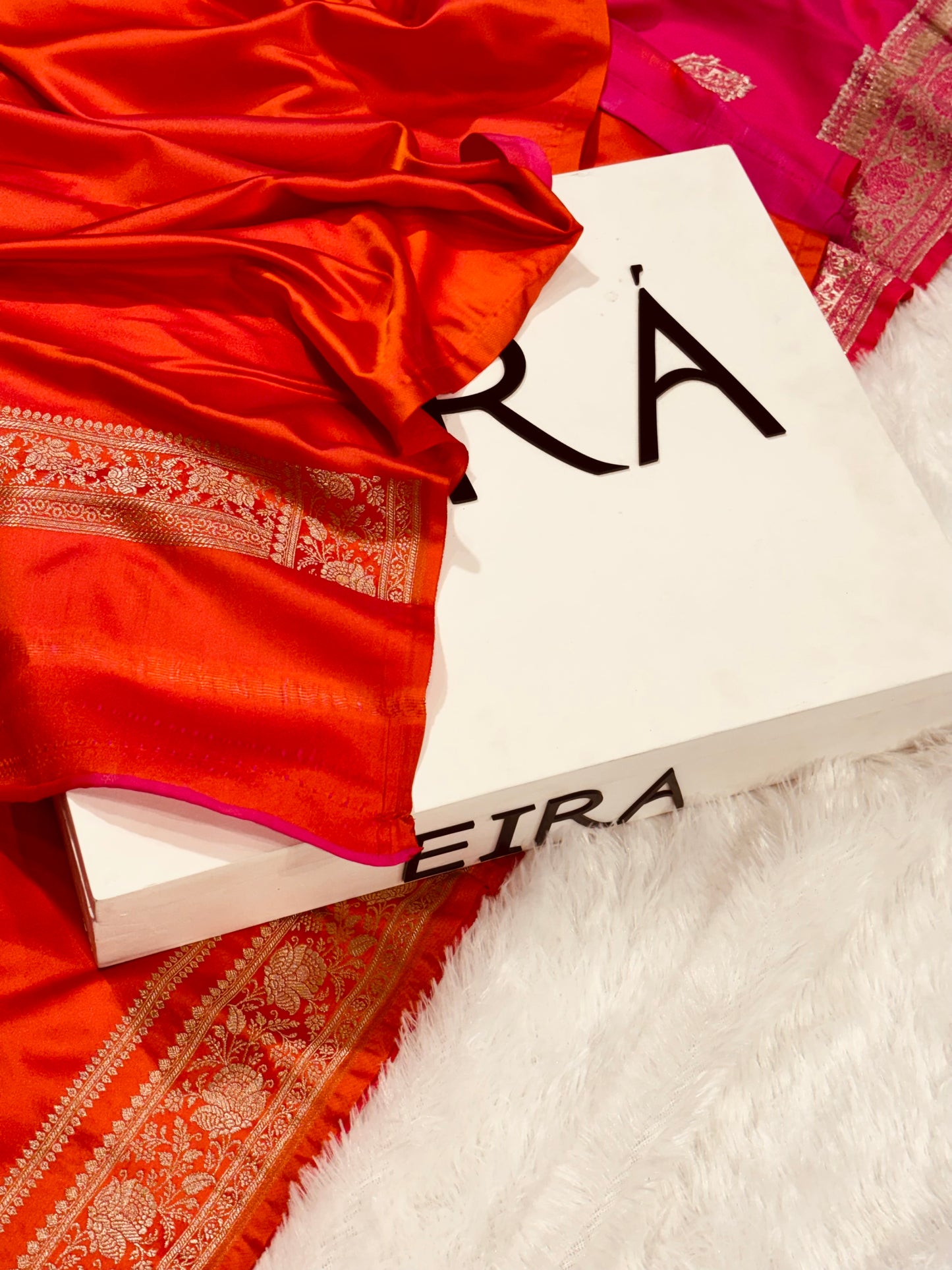 Aarohi Orange Banarasi Mushroom Silk Saree | Elegant Traditional Weaving