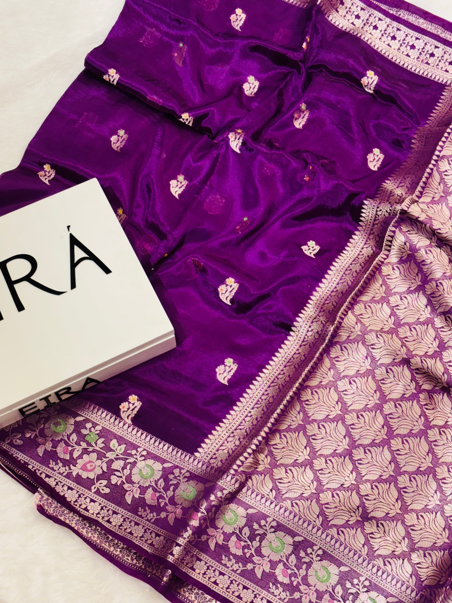 Purple Banarasi Viscose Silk Saree | Lightweight Floral Zari Weave