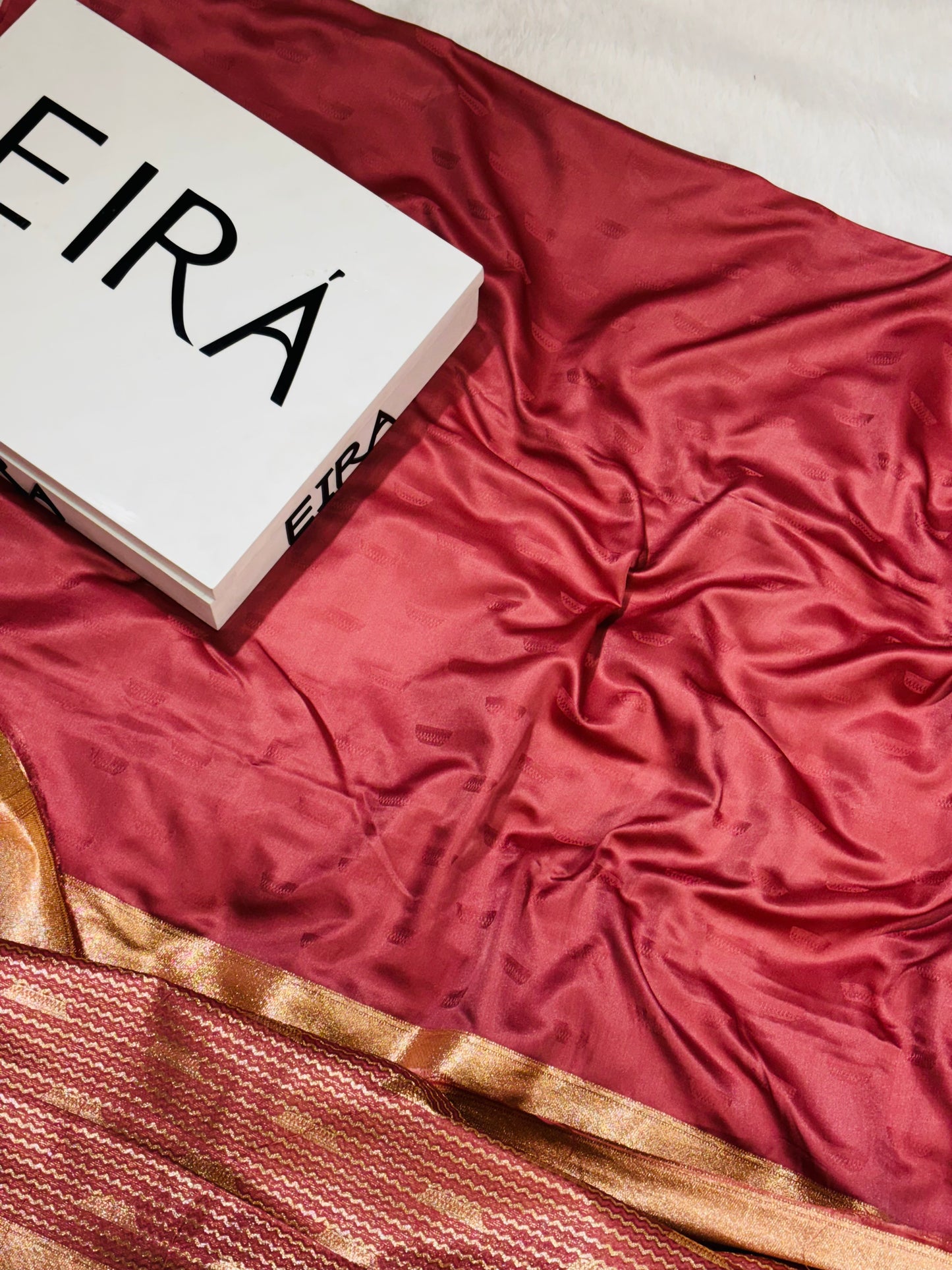 Gulbahar Rosewood Banarasi Ghatt Silk Saree with Rich Zari Border & Pallu