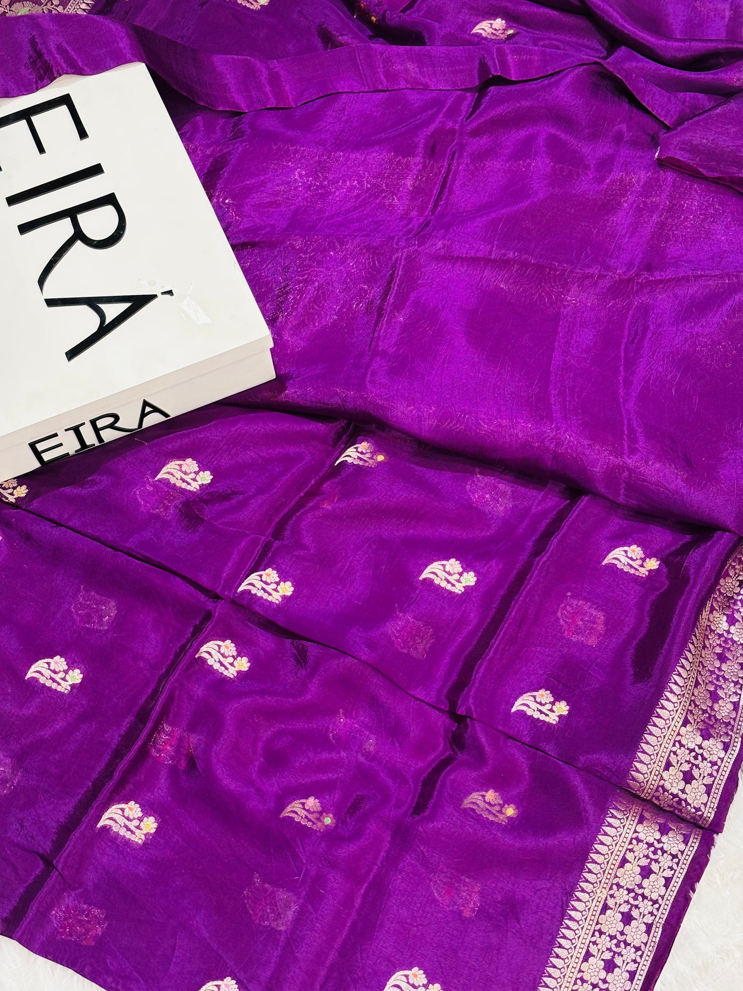 Purple Banarasi Viscose Silk Saree | Lightweight Floral Zari Weave