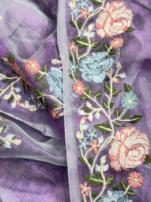 Luxurious Pure Tissue Embroidery Saree