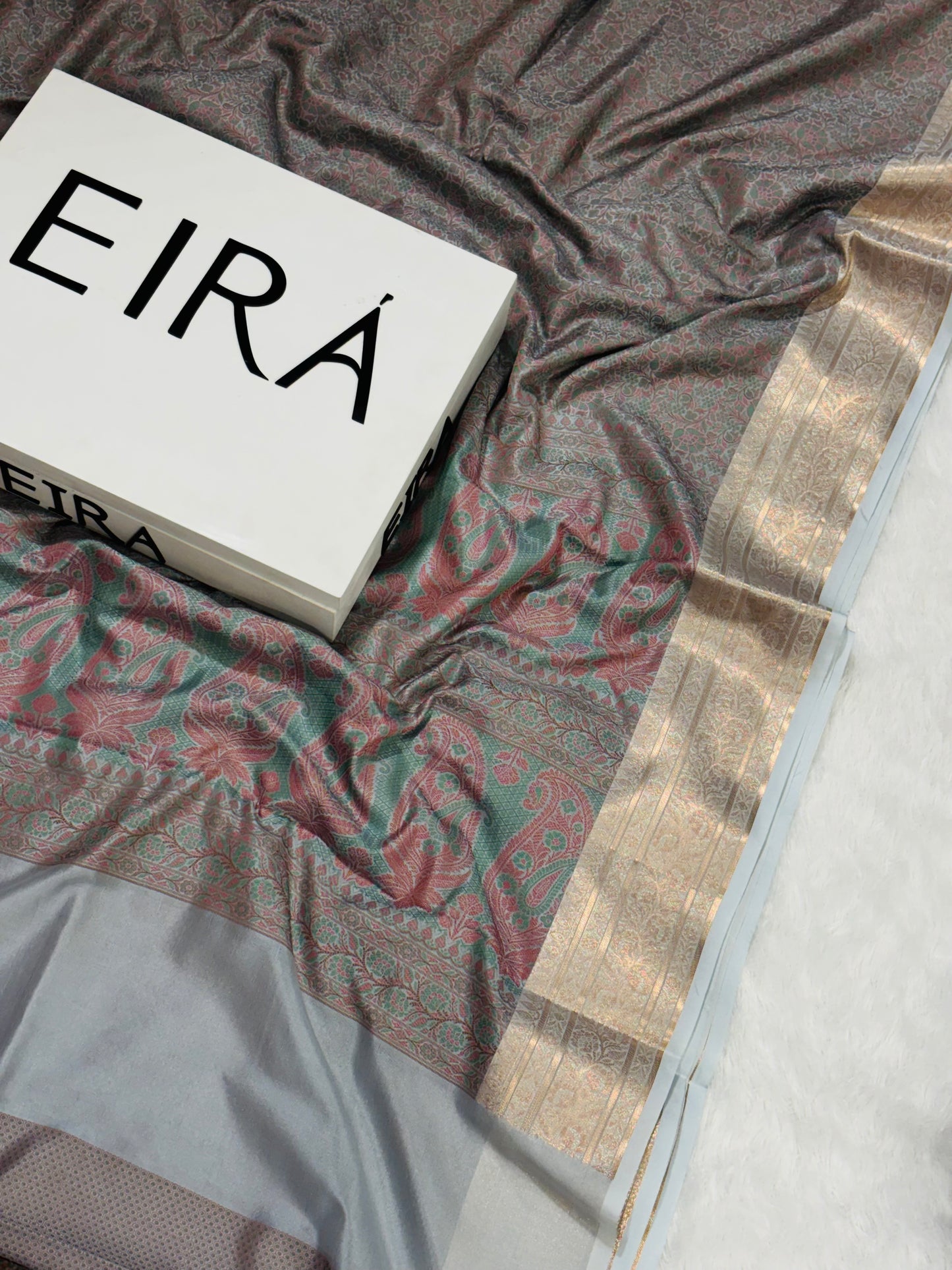 EIRA Banarasi Soft Silk Saree with Zari Border ￼