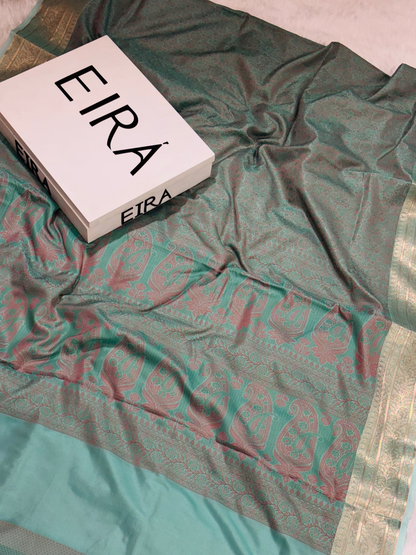 EIRA Banarasi Soft Silk Saree with Zari Border ￼