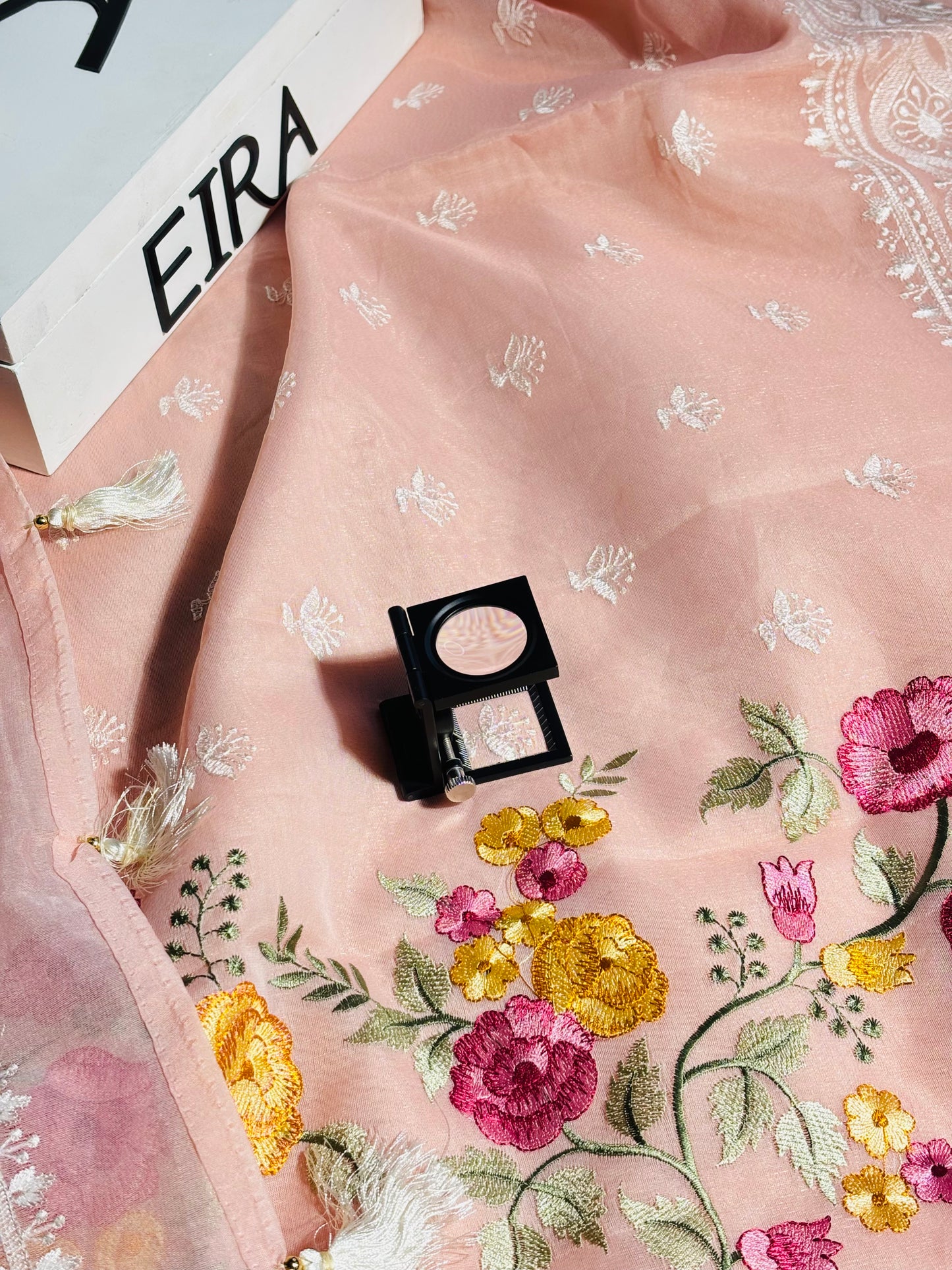 Blush Petal – Banarasi Kora Embroidered Saree