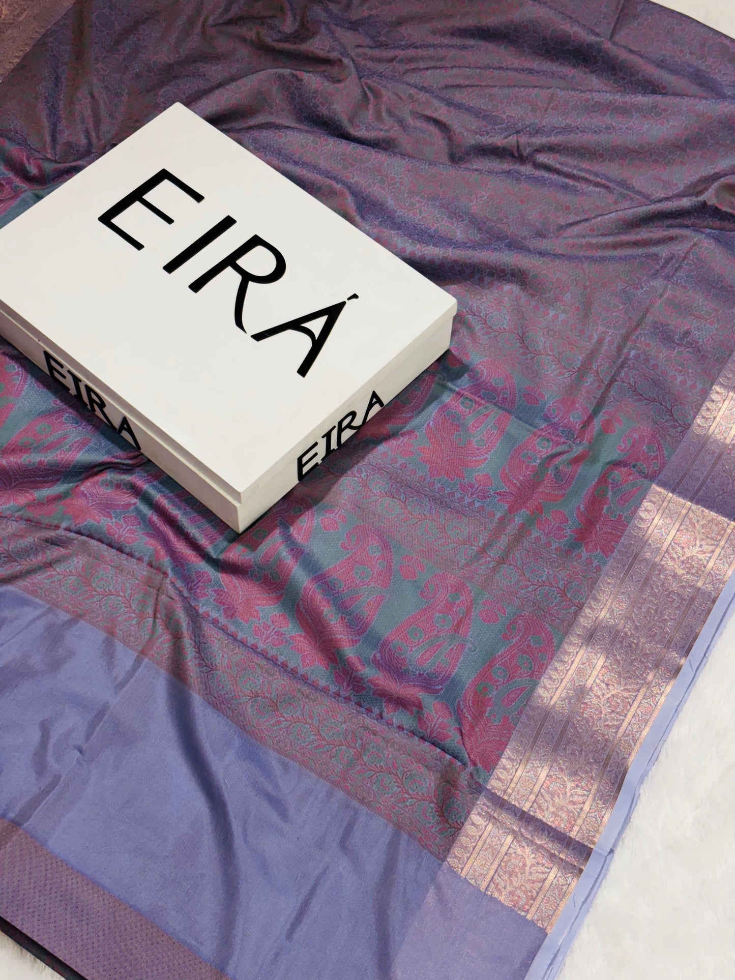 EIRA Banarasi Soft Silk Saree with Zari Border ￼