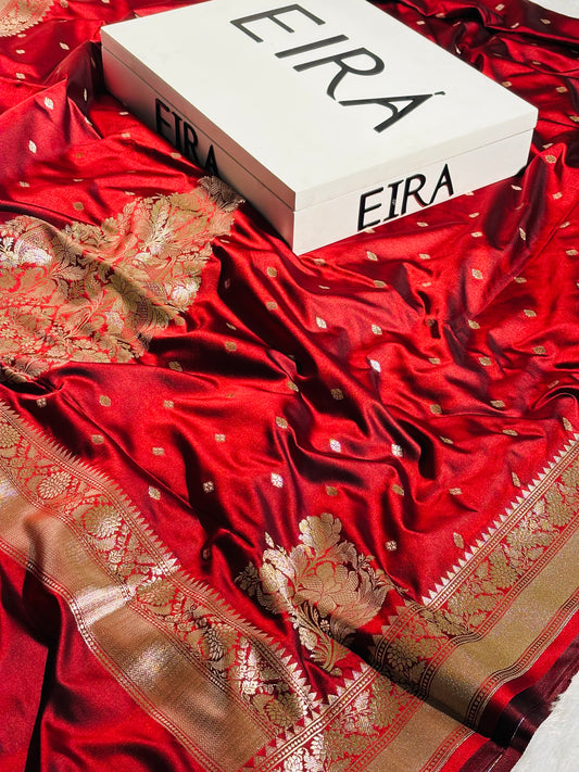 Banarasi Mushroom Silk Saree ||Eira Official – Imperial Crimson