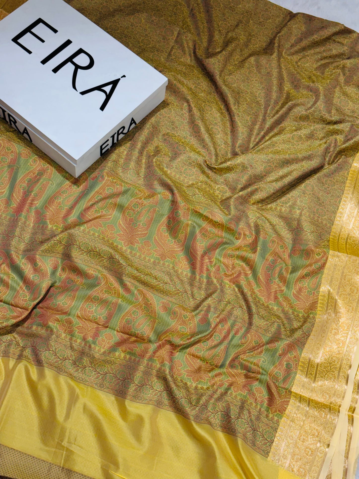 EIRA Banarasi Soft Silk Saree with Zari Border ￼