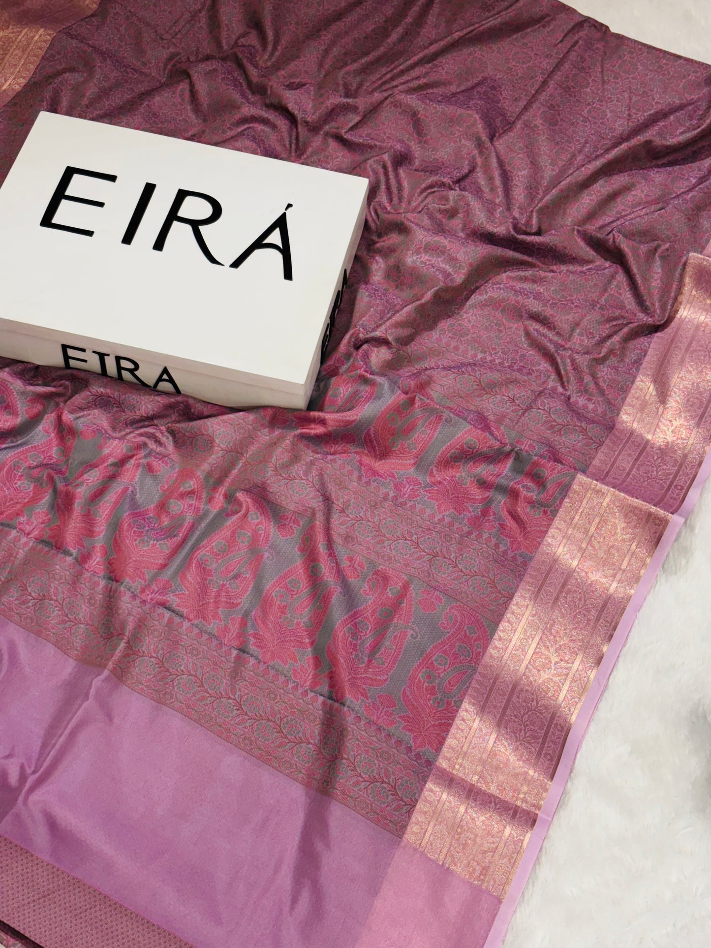 EIRA Banarasi Soft Silk Saree with Zari Border ￼