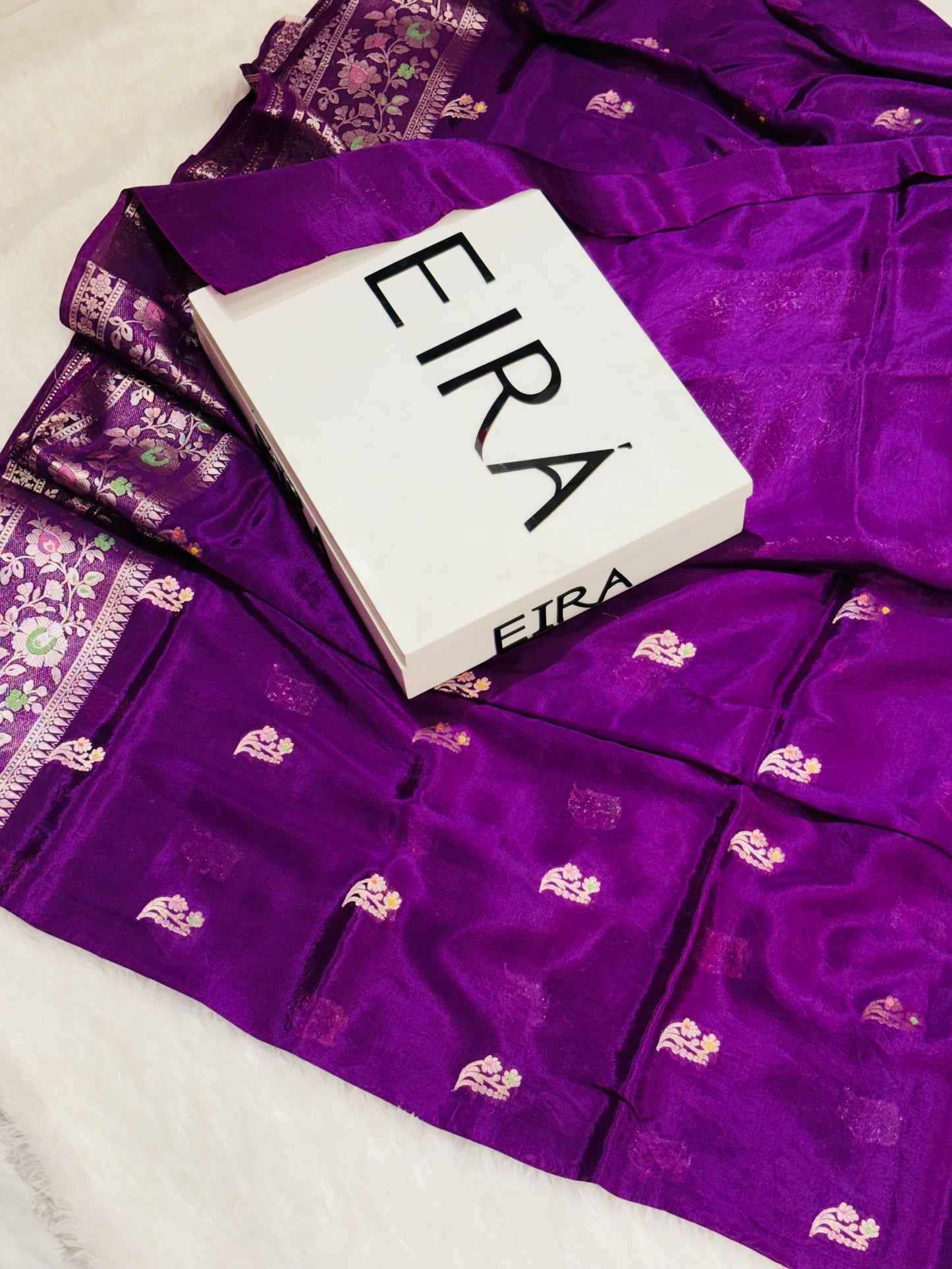 Purple Banarasi Viscose Silk Saree | Lightweight Floral Zari Weave